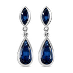 Blaue Quarz Ohrringe, 925 Silber platiniert, ca. 5.31 ct