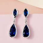 Blaue Quarz Ohrringe, 925 Silber platiniert, ca. 5.31 ct
