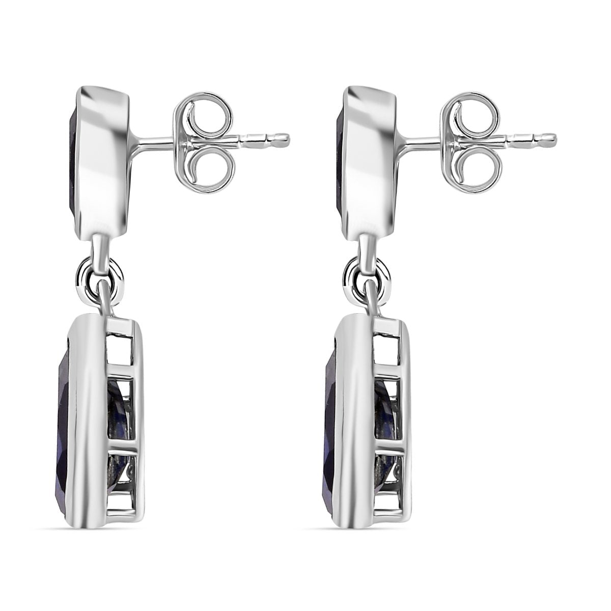 Blaue Quarz Ohrringe, 925 Silber platiniert, ca. 5.31 ct