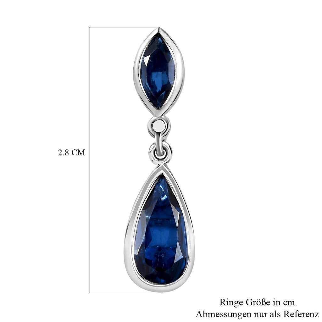 Blaue Quarz Ohrringe, 925 Silber platiniert, ca. 5.31 ct