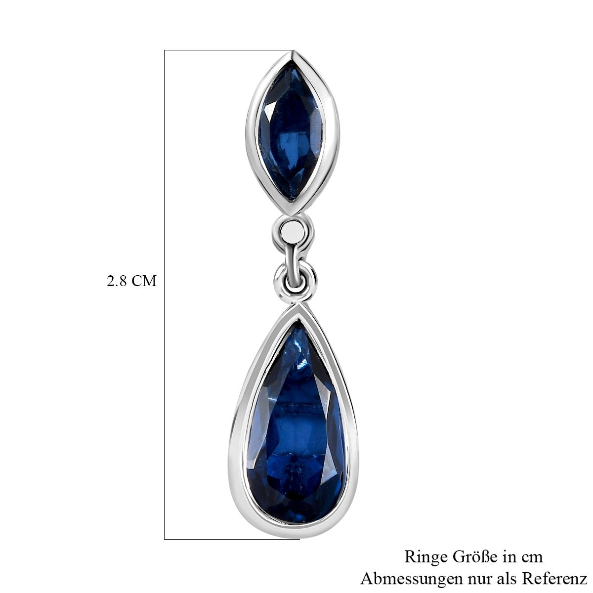 Blaue Quarz Ohrringe, 925 Silber platiniert, ca. 5.31 ct