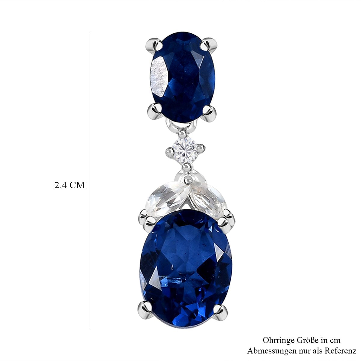 Ceylon Farbe Ohrringe, 925 Silber platiniert, ca. 6,60 ct