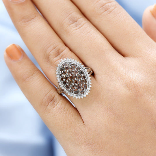 Natürlicher Jenipapo Andalusit Ring, 925 Silber platiniert, (Größe 19.00) ca. 2.42 ct
