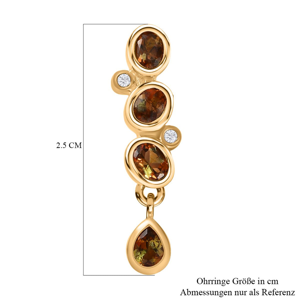 Natürliche Jenipapo Andalusit Ohrringe, 925 Silber vergoldet ca. 1.54 ct