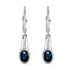 Blauer Stern Saphir (Diffundierter), Weißer Zirkon Ohrringe, 925 Silber platiniert ca. 2.72 ct