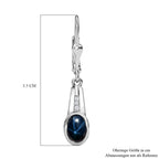 Blauer Stern Saphir (Diffundierter), Weißer Zirkon Ohrringe, 925 Silber platiniert ca. 2.72 ct