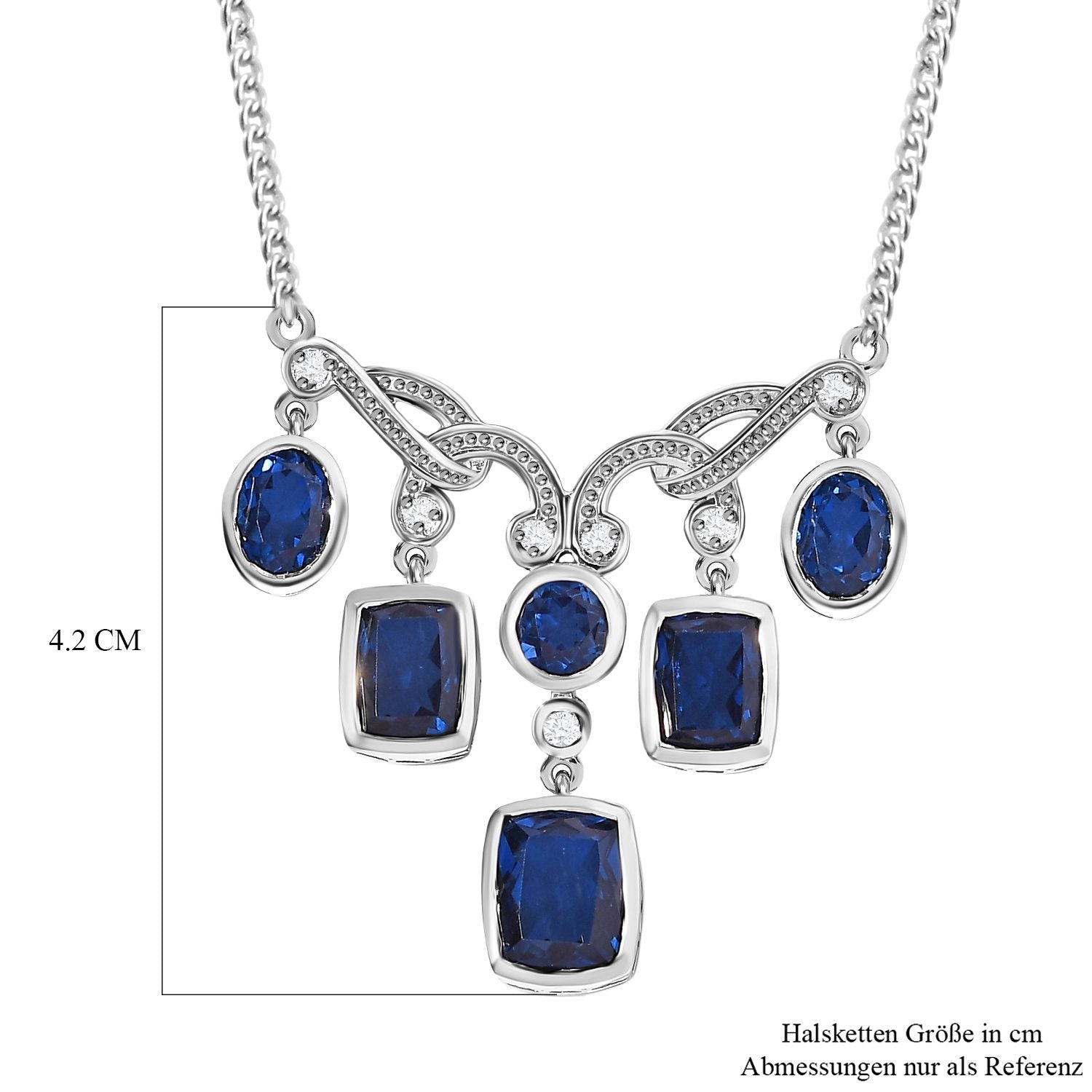 Ceylon farbenes Quarz Collier, ca. 45 cm, 925 Silber platiniert ca. 12.22 ct