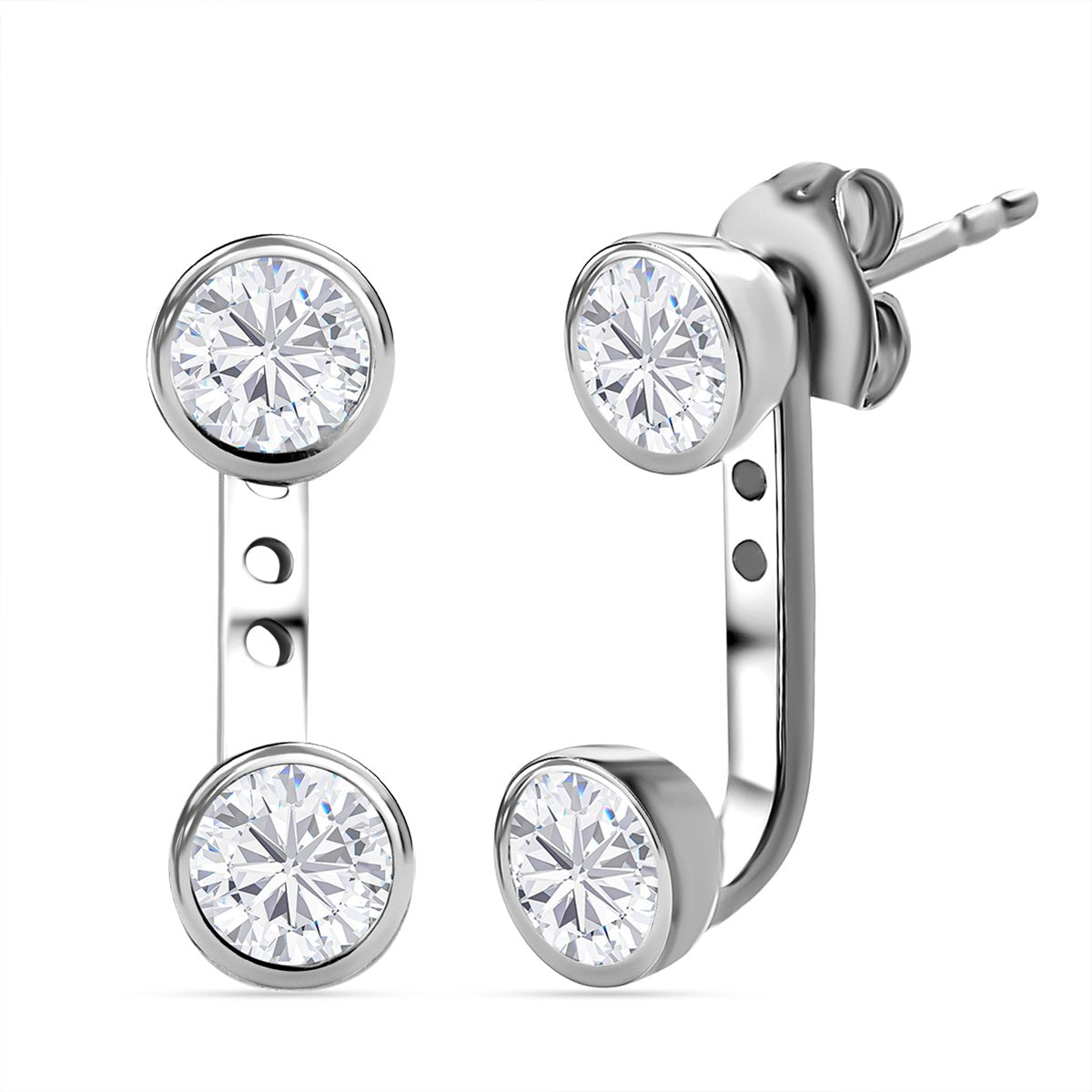Moissanit Ohrringe 925 Silber platiniert ca. 1.68 ct