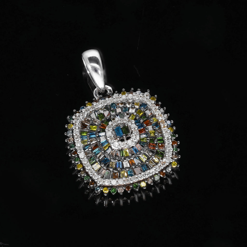 Mehrfarbiger Diamant Anhänger, 925 Silber platiniert, ca. 1.00 ct