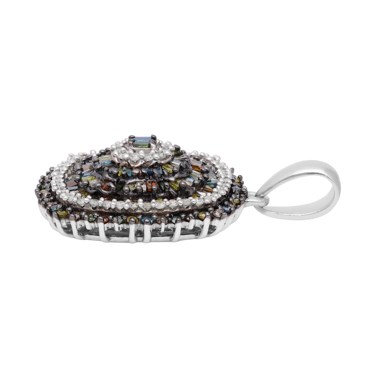 Mehrfarbiger Diamant Anhänger, 925 Silber platiniert, ca. 1.00 ct