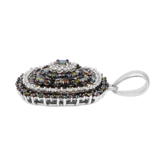 Mehrfarbiger Diamant Anhänger, 925 Silber platiniert, ca. 1.00 ct