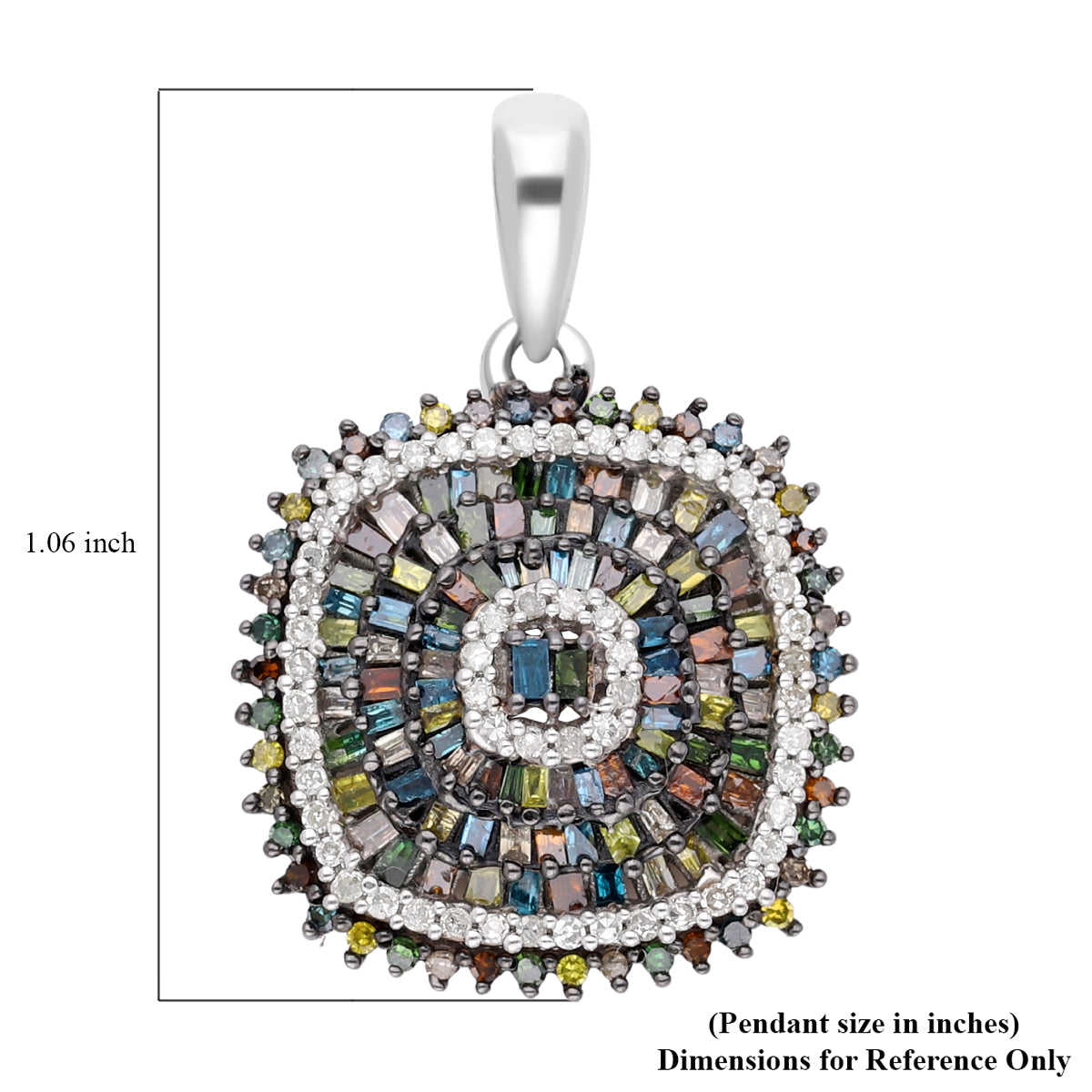 Mehrfarbiger Diamant Anhänger, 925 Silber platiniert, ca. 1.00 ct
