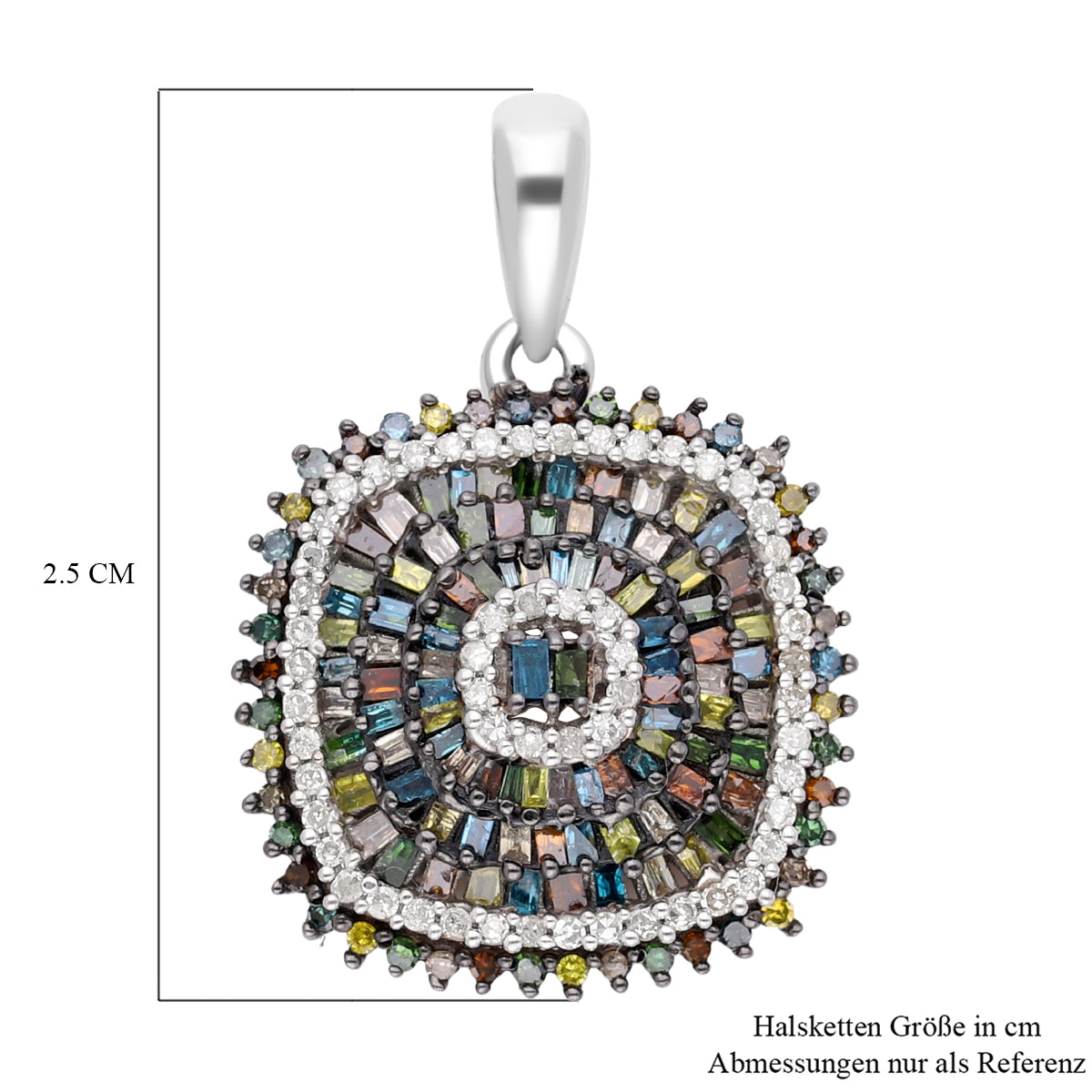 Mehrfarbiger Diamant Anhänger, 925 Silber platiniert, ca. 1.00 ct
