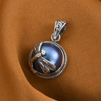 Royal Bali -  Blauer Mabeperl Anhänger 925 Silber
