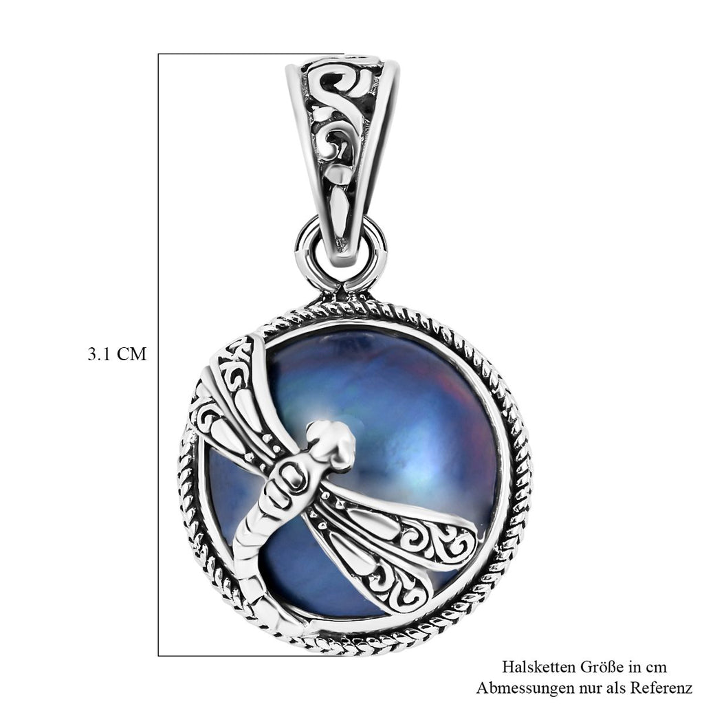 Royal Bali -  Blauer Mabeperl Anhänger 925 Silber