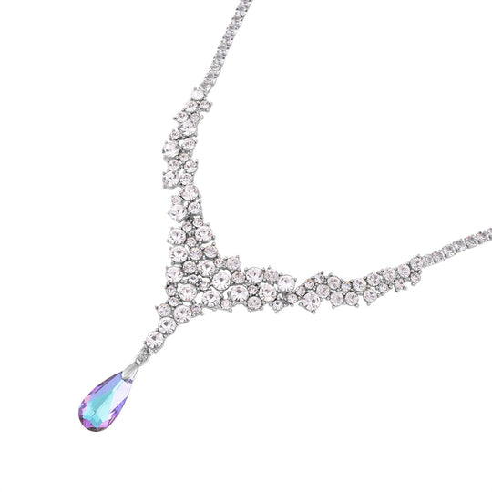 Klassische charmante Lila und Weiß Kristall Collier, ca. 50 cm