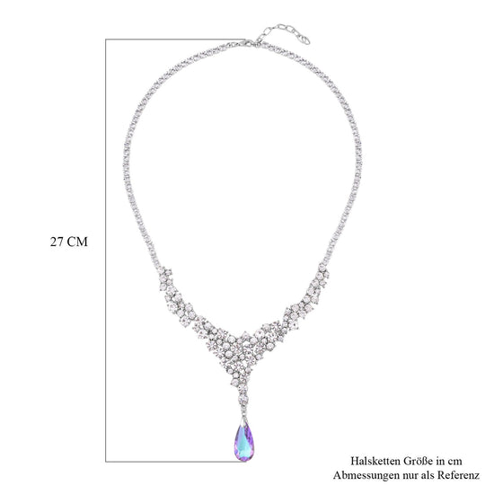 Klassische charmante Lila und Weiß Kristall Collier, ca. 50 cm