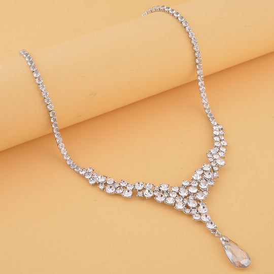 Klassische charmante Champagner und Weiß Kristall Collier, ca. 50 cm