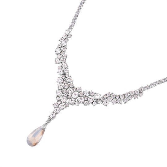 Klassische charmante Champagner und Weiß Kristall Collier, ca. 50 cm