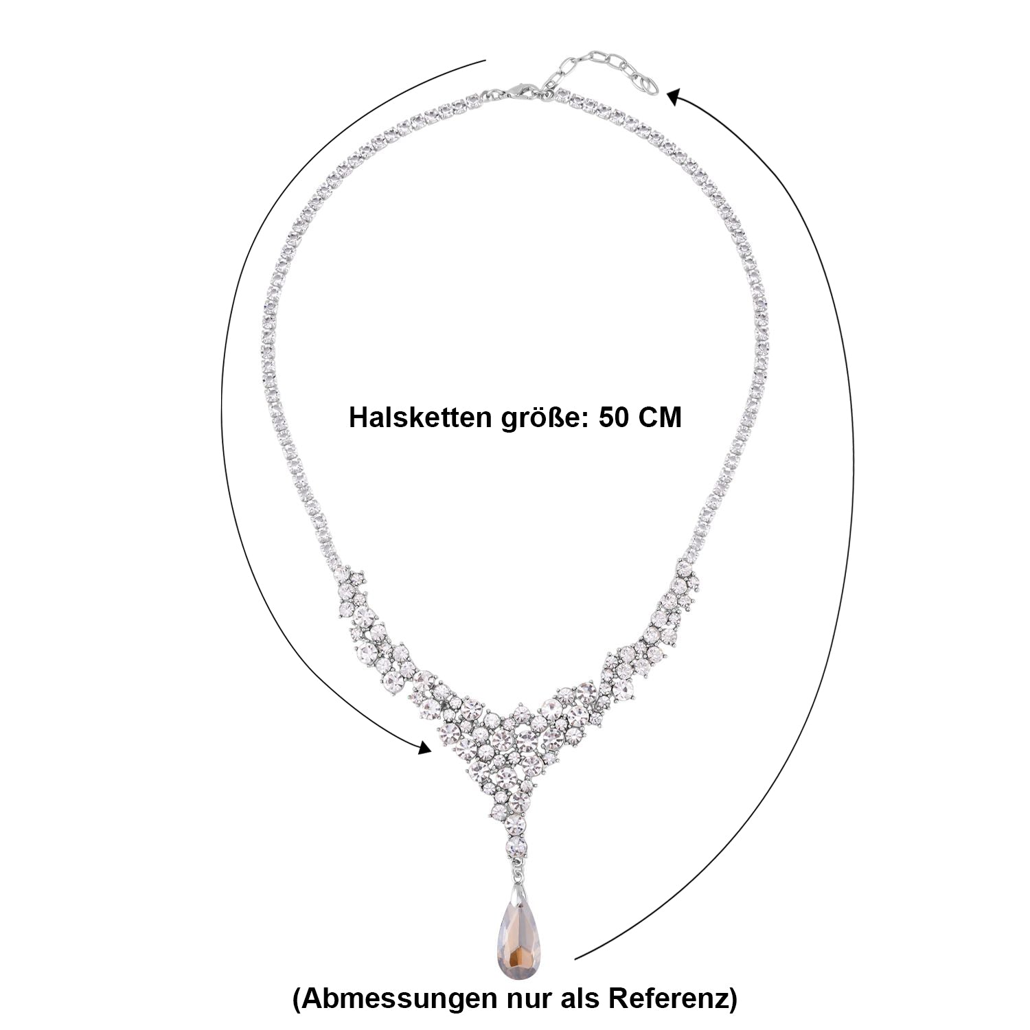 Klassische charmante Champagner und Weiß Kristall Collier, ca. 50 cm