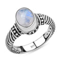 Regenbogen Mondstein Ring, 925 Silber,(Größe 16.00), ca. 2.25 ct