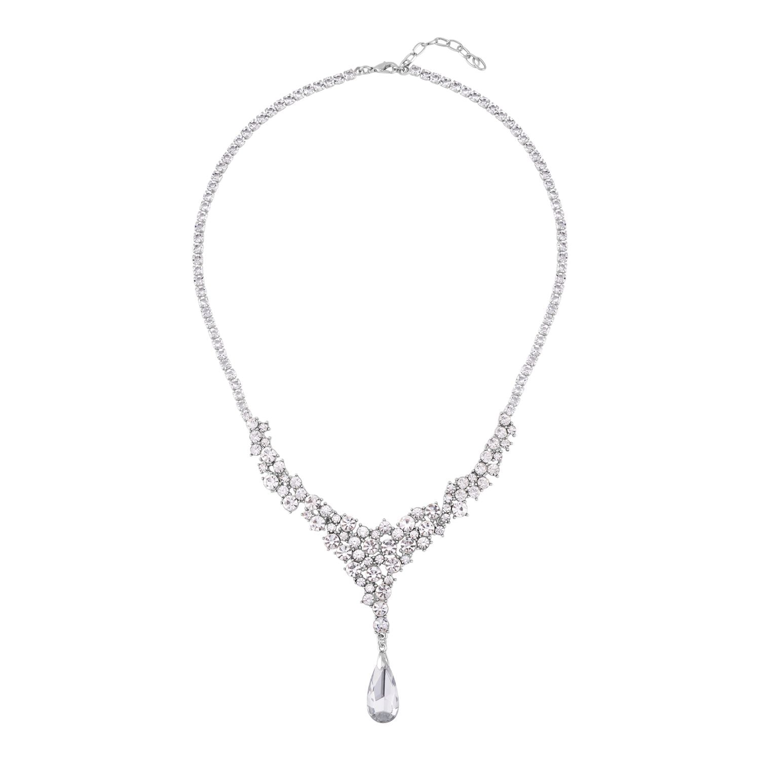 Klassische charmante weiße Kristall Collier, ca. 50 cm