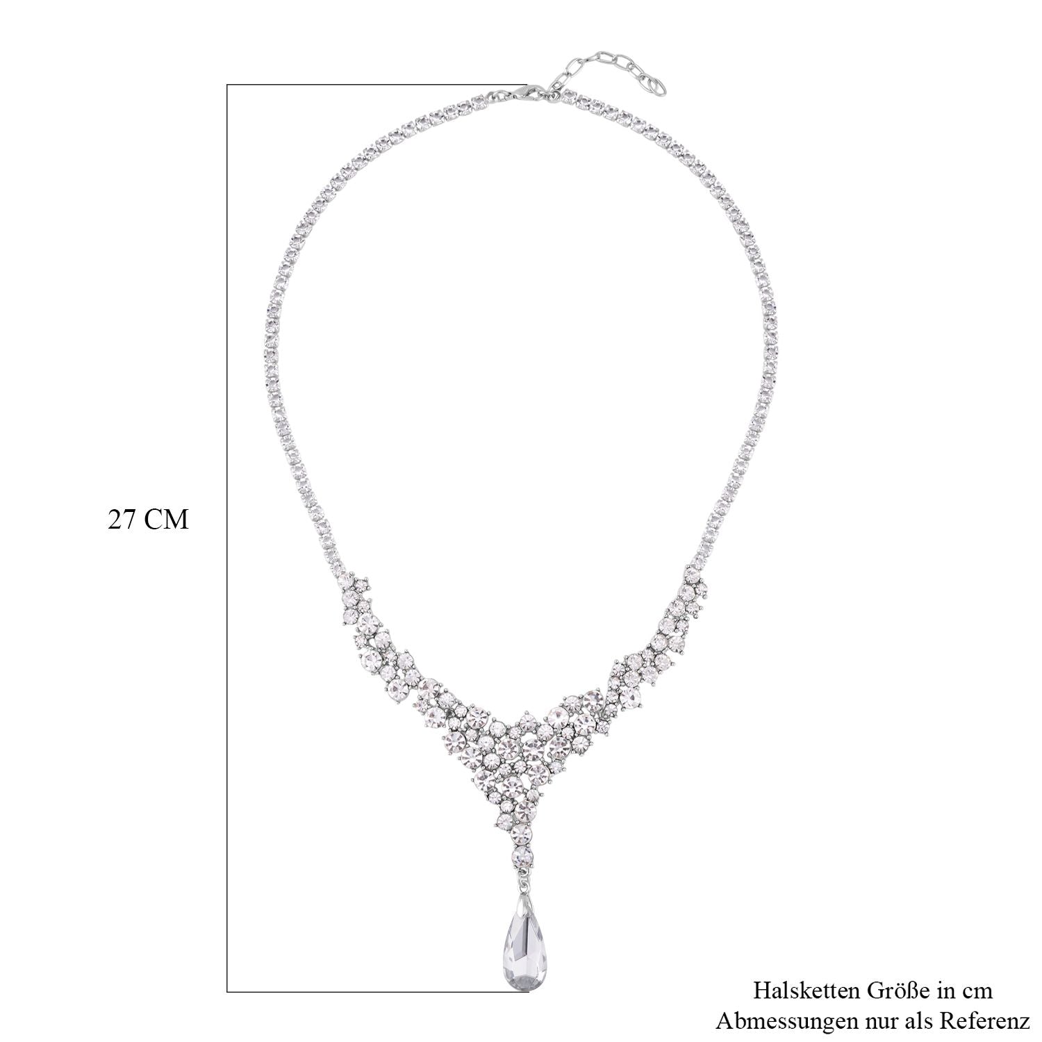 Klassische charmante weiße Kristall Collier, ca. 50 cm