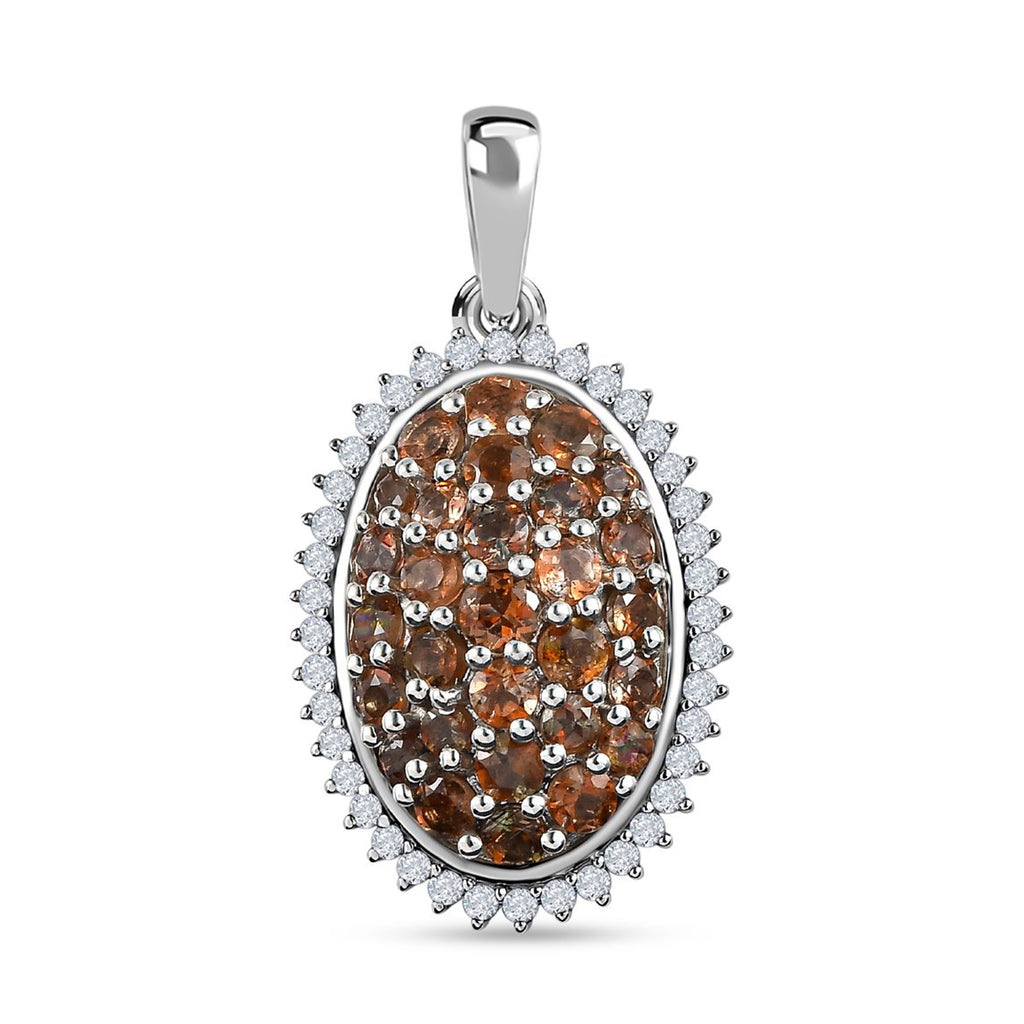 Natürlicher Jenipapo Andalusit Anhänger 925 Silber platiniert ca. 2.35 ct