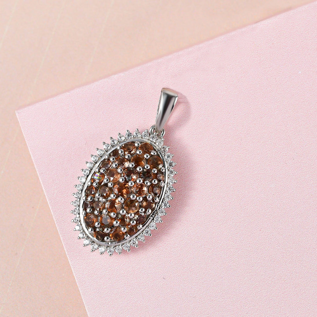 Natürlicher Jenipapo Andalusit Anhänger 925 Silber platiniert ca. 2.35 ct