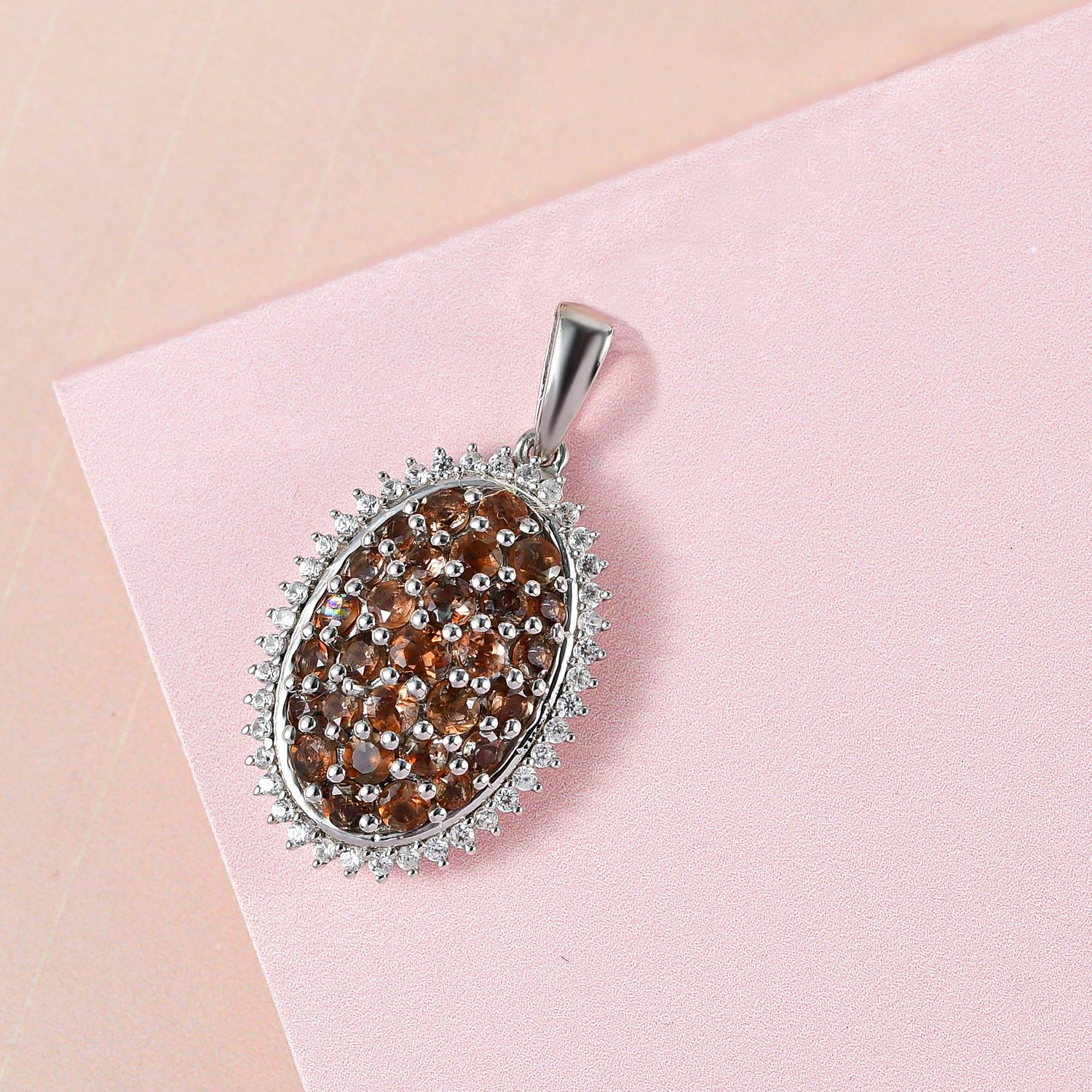 Natürlicher Jenipapo Andalusit Anhänger 925 Silber platiniert ca. 2.35 ct