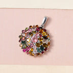 Natürlicher mehrfarbiger-Turmalin Anhänger, 925 Silber platiniert, ca. 6.26 ct