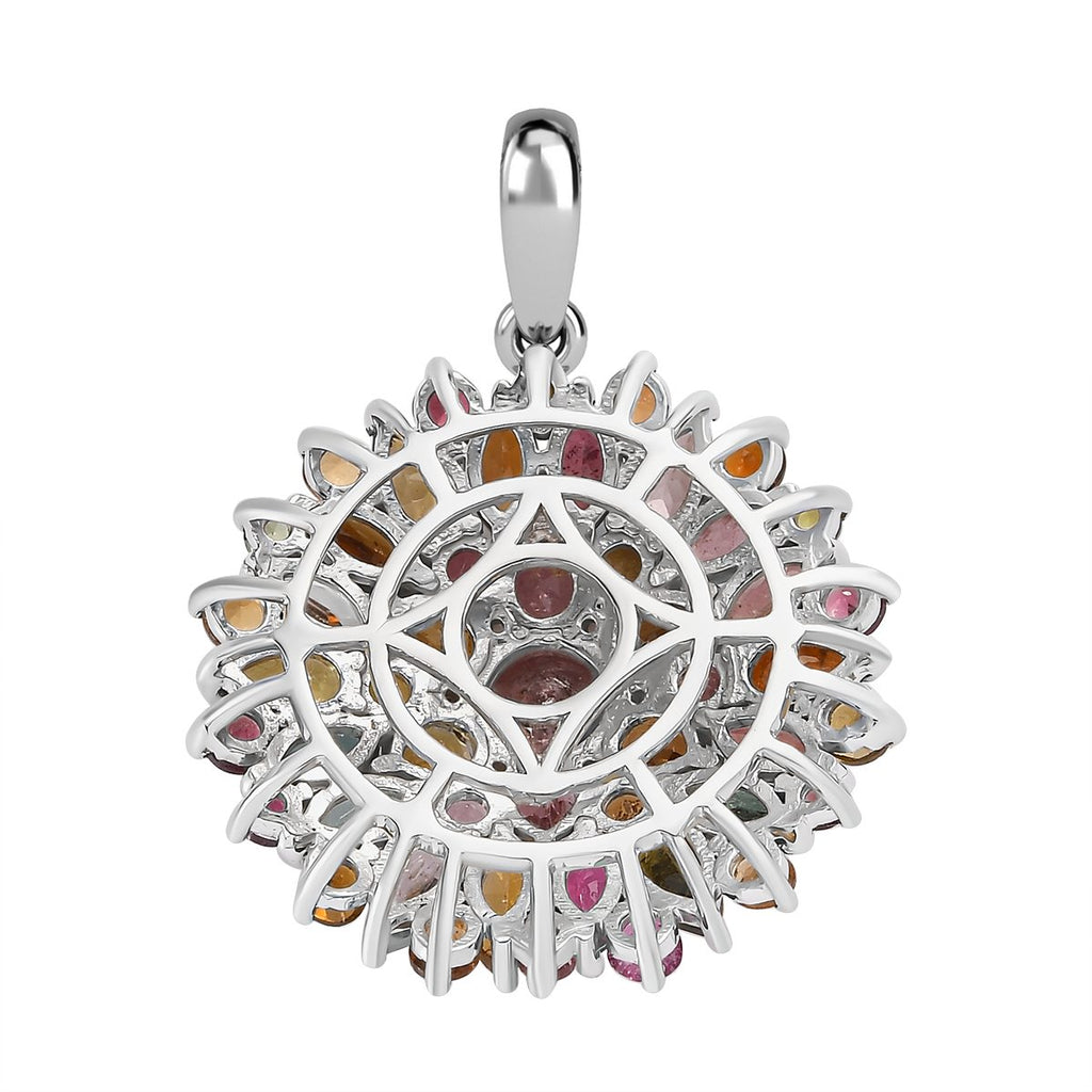 Natürlicher mehrfarbiger-Turmalin Anhänger, 925 Silber platiniert, ca. 6.26 ct