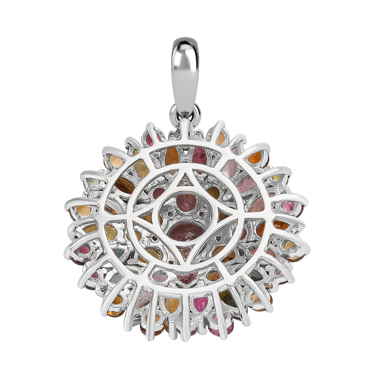 Natürlicher mehrfarbiger-Turmalin Anhänger, 925 Silber platiniert, ca. 6.26 ct