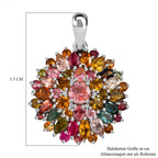 Natürlicher mehrfarbiger-Turmalin Anhänger, 925 Silber platiniert, ca. 6.26 ct
