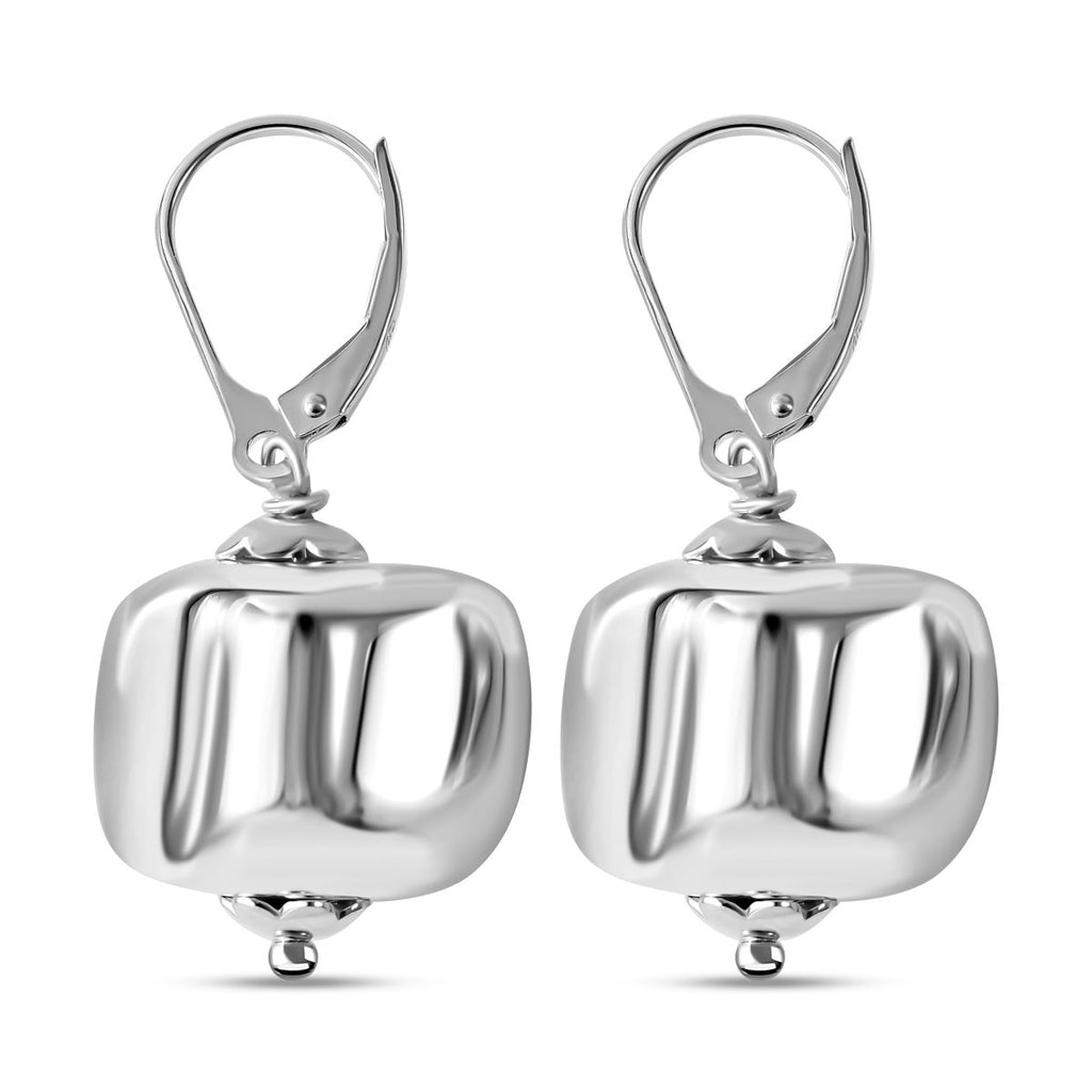 Konkave quadratische Ohrringe, 925 Silber, ca. 6,50g