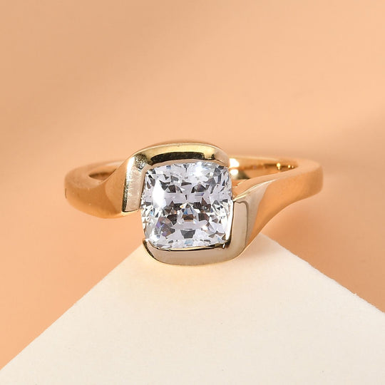 LUSTRO STELLA Hergestellt mit Feinster ZIRKONIA Bypass Ring 925 Silber vergoldet (Größe 18.00)