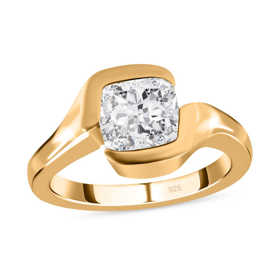 LUSTRO STELLA Hergestellt mit Feinster ZIRKONIA Bypass Ring 925 Silber vergoldet (Größe 18.00)