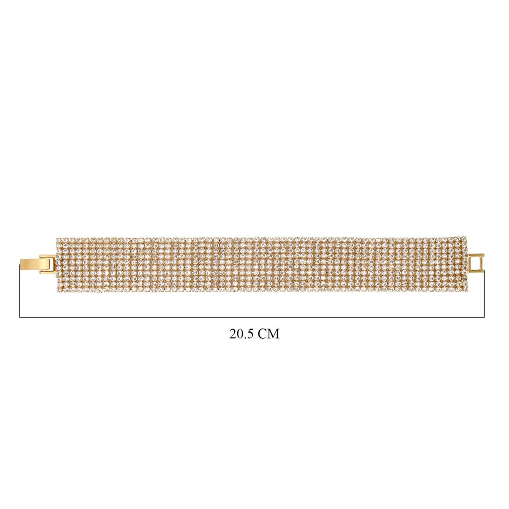 Mehrreihiges Kristall Carpet Armband, ca. 19 cm, goldfarben