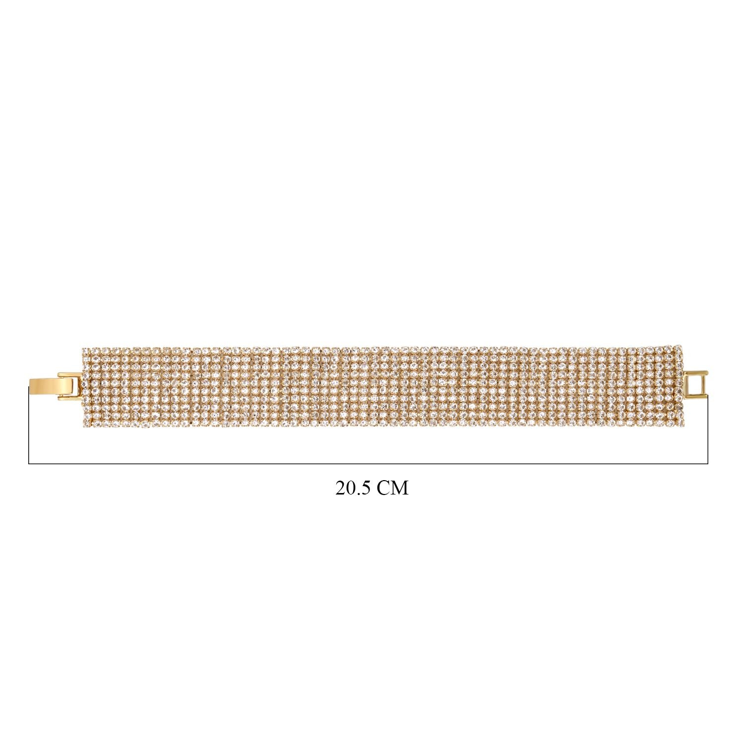 Mehrreihiges Kristall Carpet Armband, ca. 19 cm, goldfarben