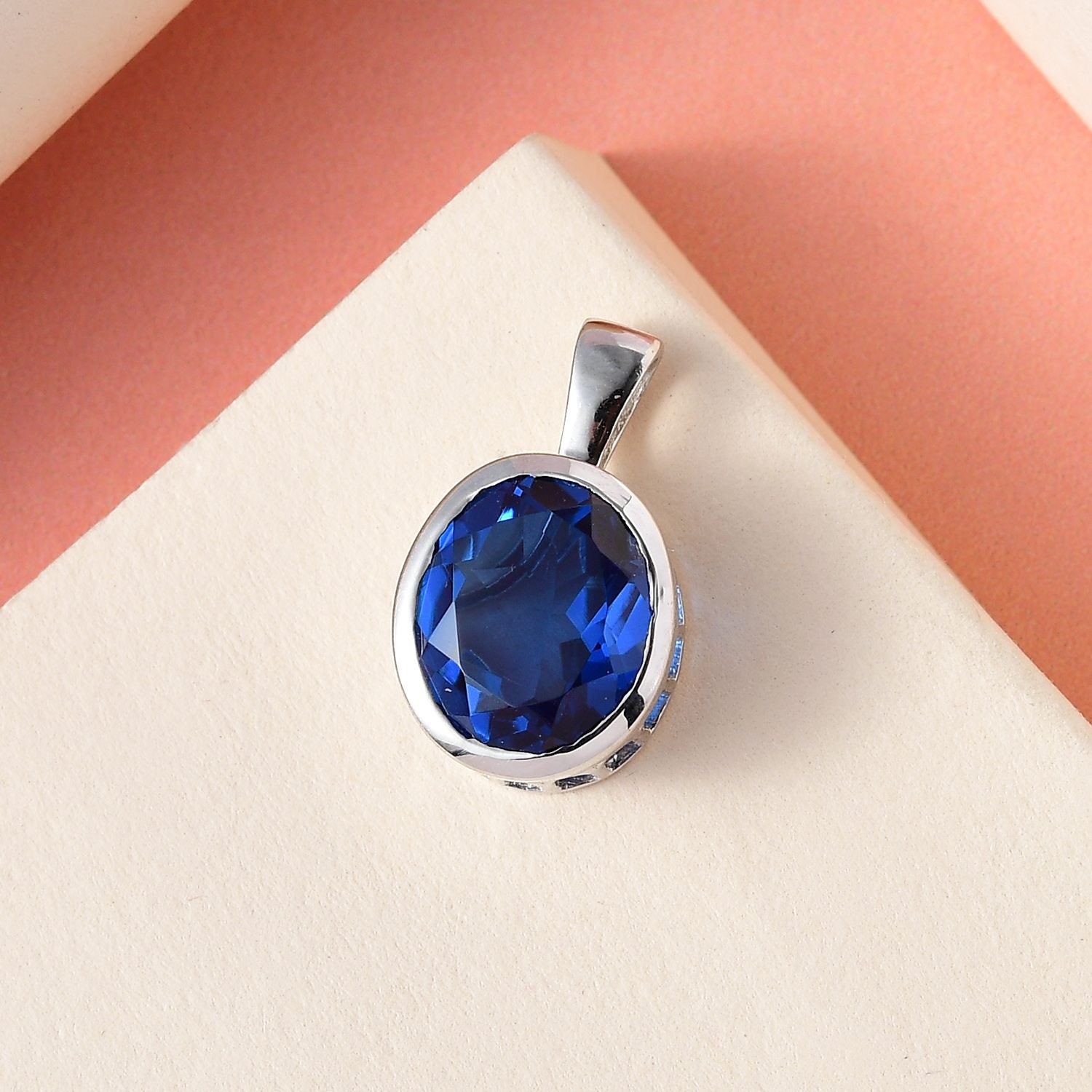 Ceylon Farbe Quarz Anhänger 925 Silber platiniert ca. 4.88 ct