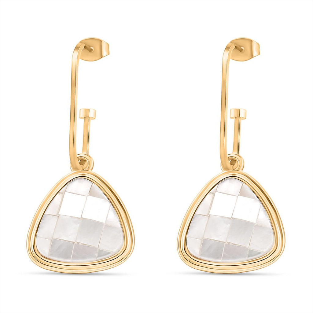 Weiße Muschelkernperlen Ohrringe, Goldfarben