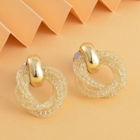 Designer Kristall-Ohrringe, Goldfarben 2.00 ct