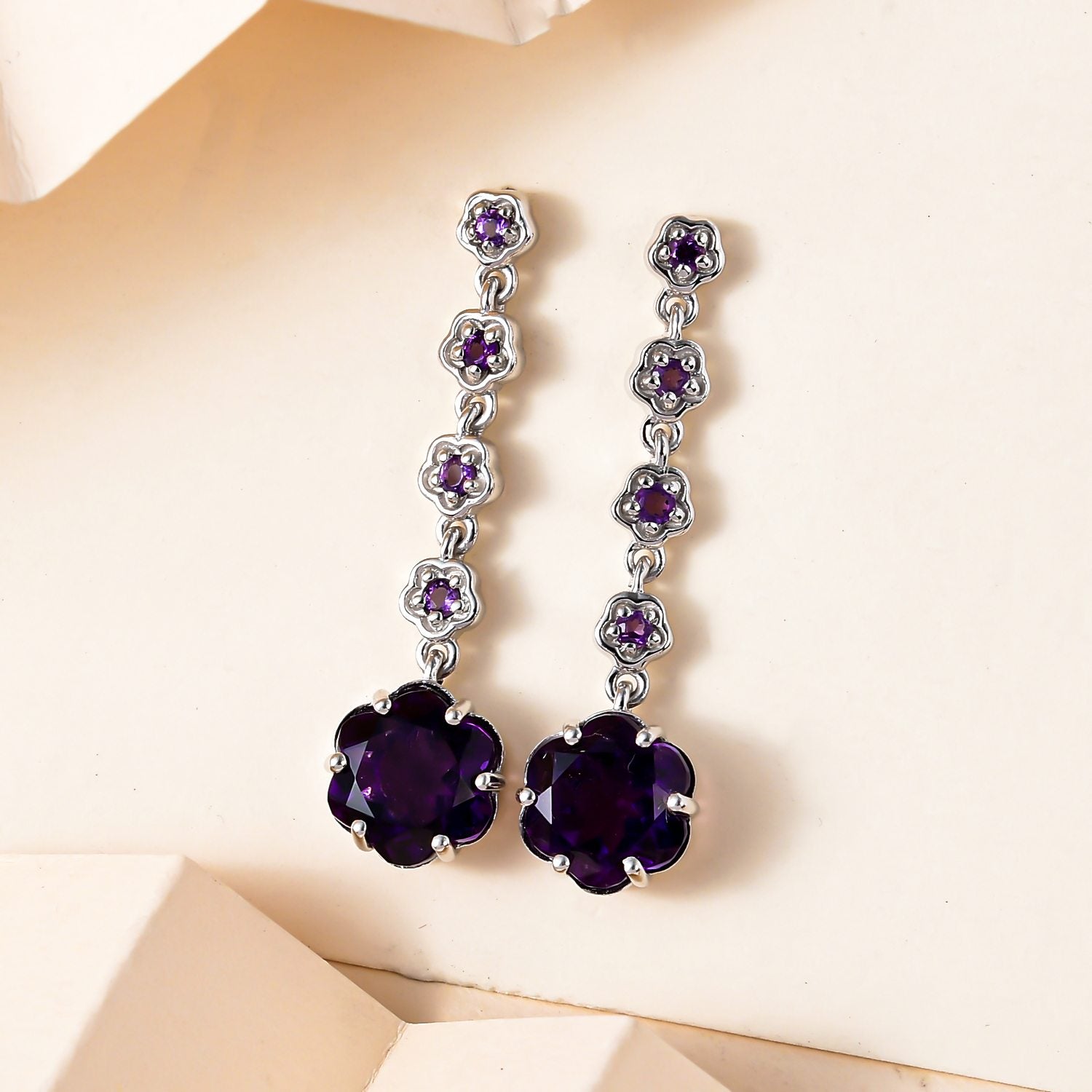 GP Italienische Garten Kollektion - Afrikanische Amethyst Ohrringe, 925 Silber platiniert ca. 6.89 ct