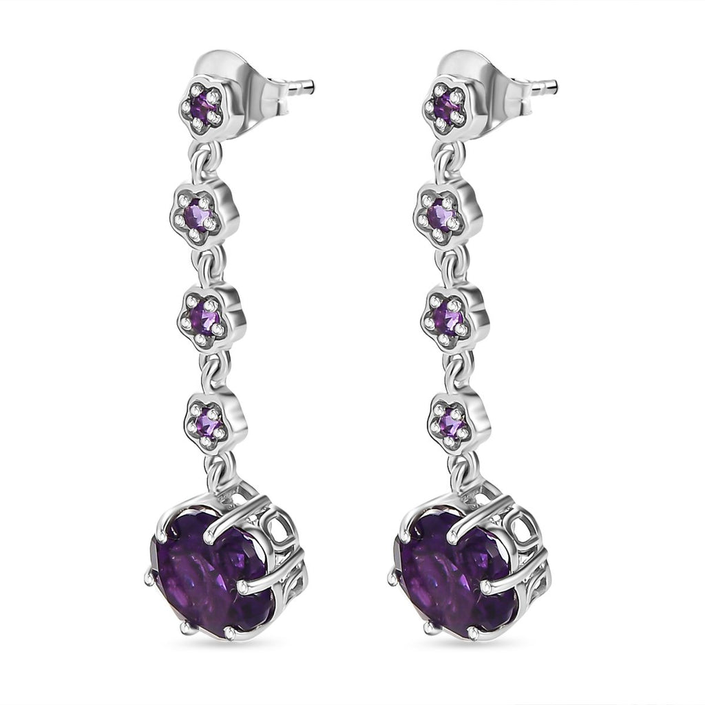 GP Italienische Garten Kollektion - Afrikanische Amethyst Ohrringe, 925 Silber platiniert ca. 6.89 ct