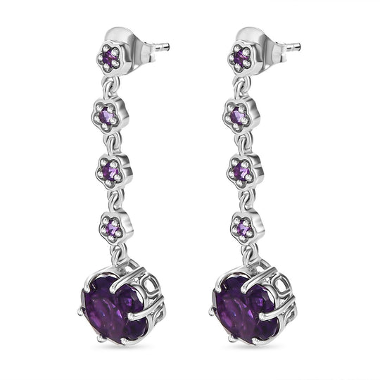 GP Italienische Garten Kollektion - Afrikanische Amethyst Ohrringe, 925 Silber platiniert ca. 6.89 ct