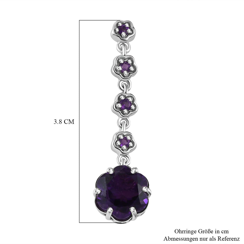 GP Italienische Garten Kollektion - Afrikanische Amethyst Ohrringe, 925 Silber platiniert ca. 6.89 ct