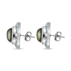 GP Kollektion - Labradorit, Kanchanaburi blaue Saphir Ohrringe, 925 Silber platiniert ca. 10.24 ct