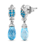 GP Art Déco Kollektion - Himmelblaue Topas, Neon Apatit Ohrringe, 925 Silber platiniert ca. 8.26 ct