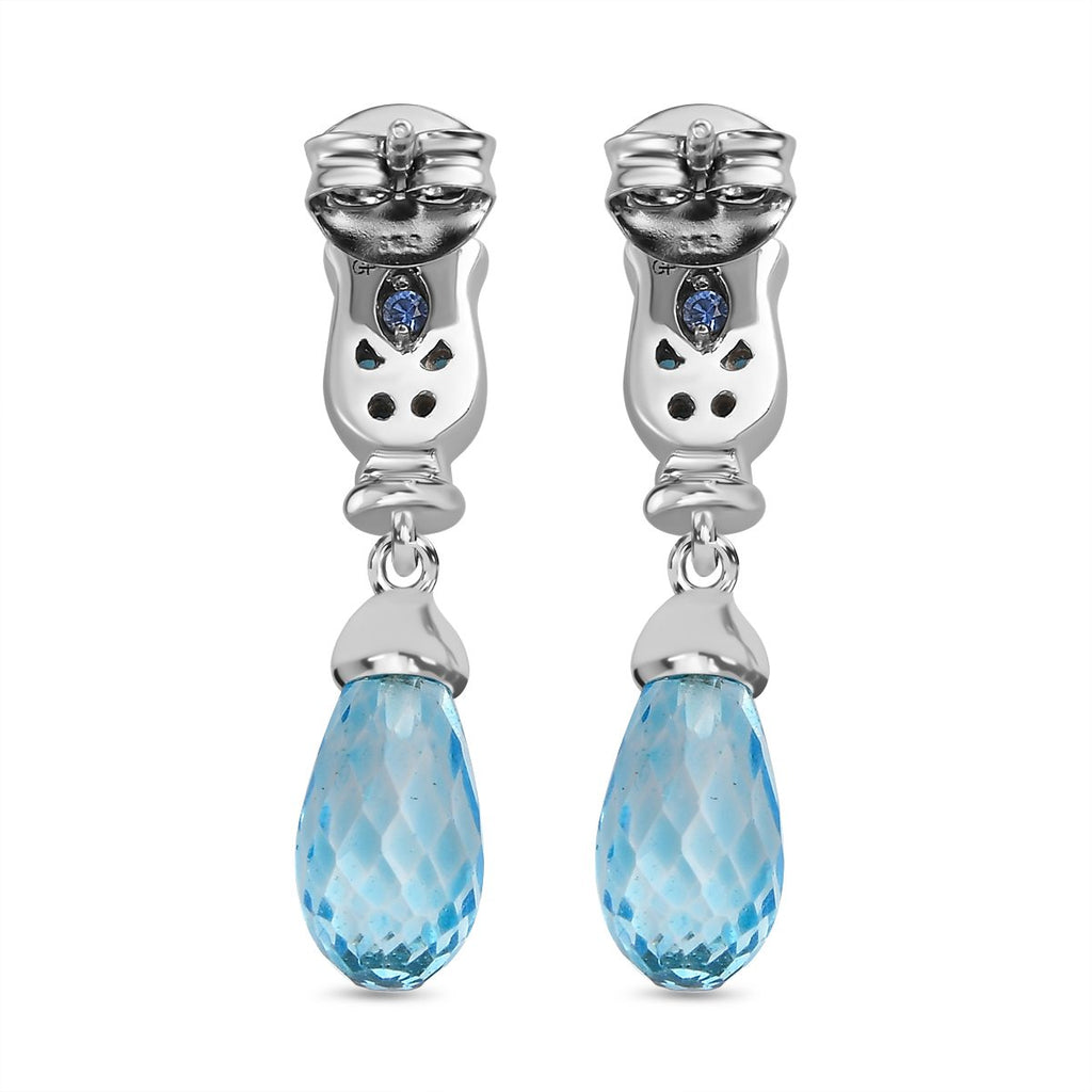 GP Art Déco Kollektion - Himmelblaue Topas, Neon Apatit Ohrringe, 925 Silber platiniert ca. 8.26 ct