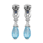 GP Art Déco Kollektion - Himmelblaue Topas, Neon Apatit Ohrringe, 925 Silber platiniert ca. 8.26 ct